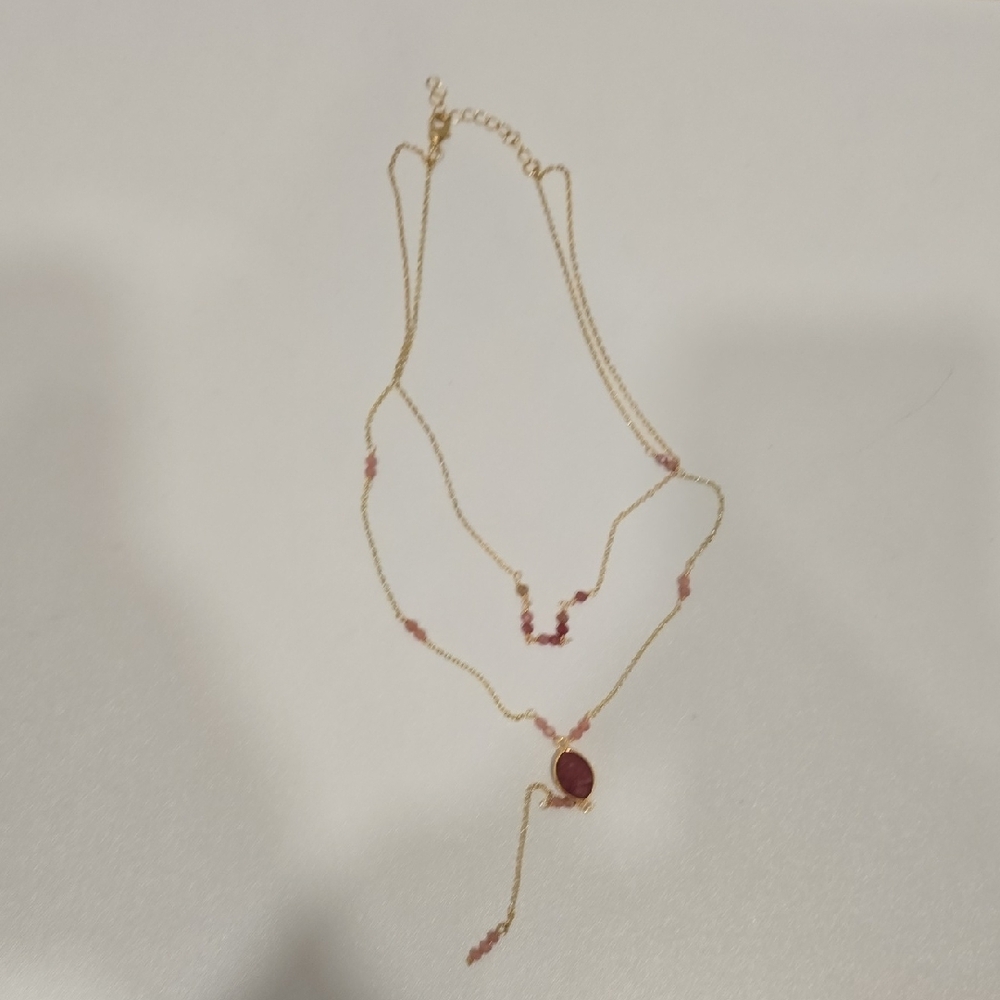 Stitch Fix Gold and Pink Layered Necklace - Picture 14 of 16